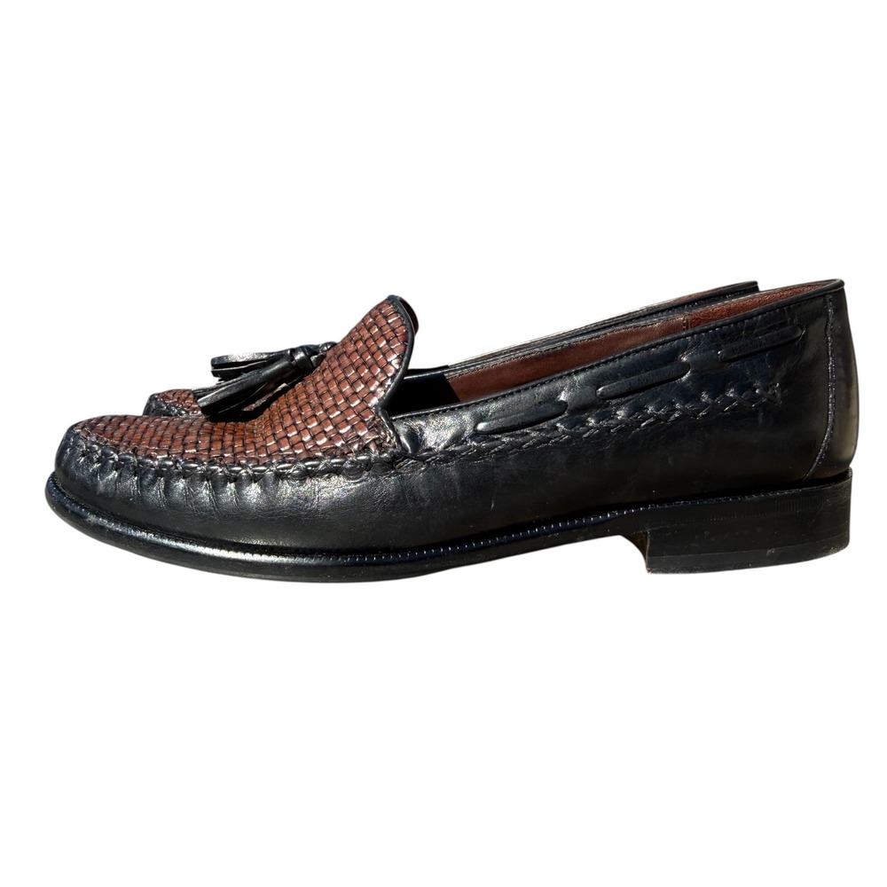 Cole Haan Country Woven Leather Tassel Loafers Women's 8 B Brown Black Flats